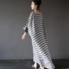 2024 Spring Ethnic-Style Mid-Length Striped Cotton Linen Dress for Women