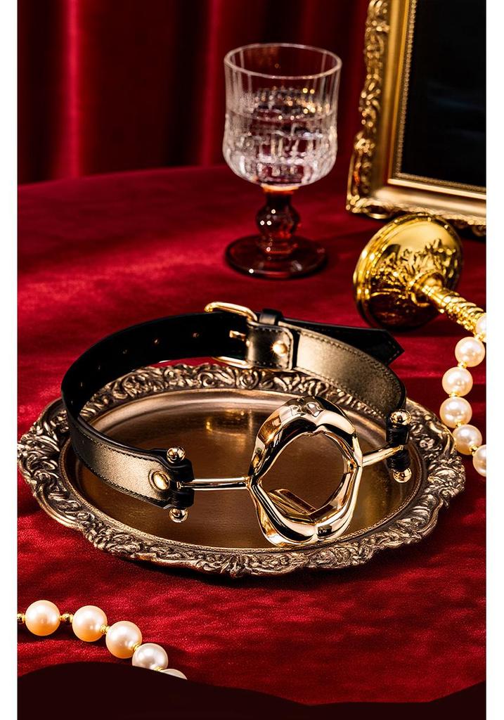Golden Rose Erotic Ball Gag & Metal Tongue Depressor 