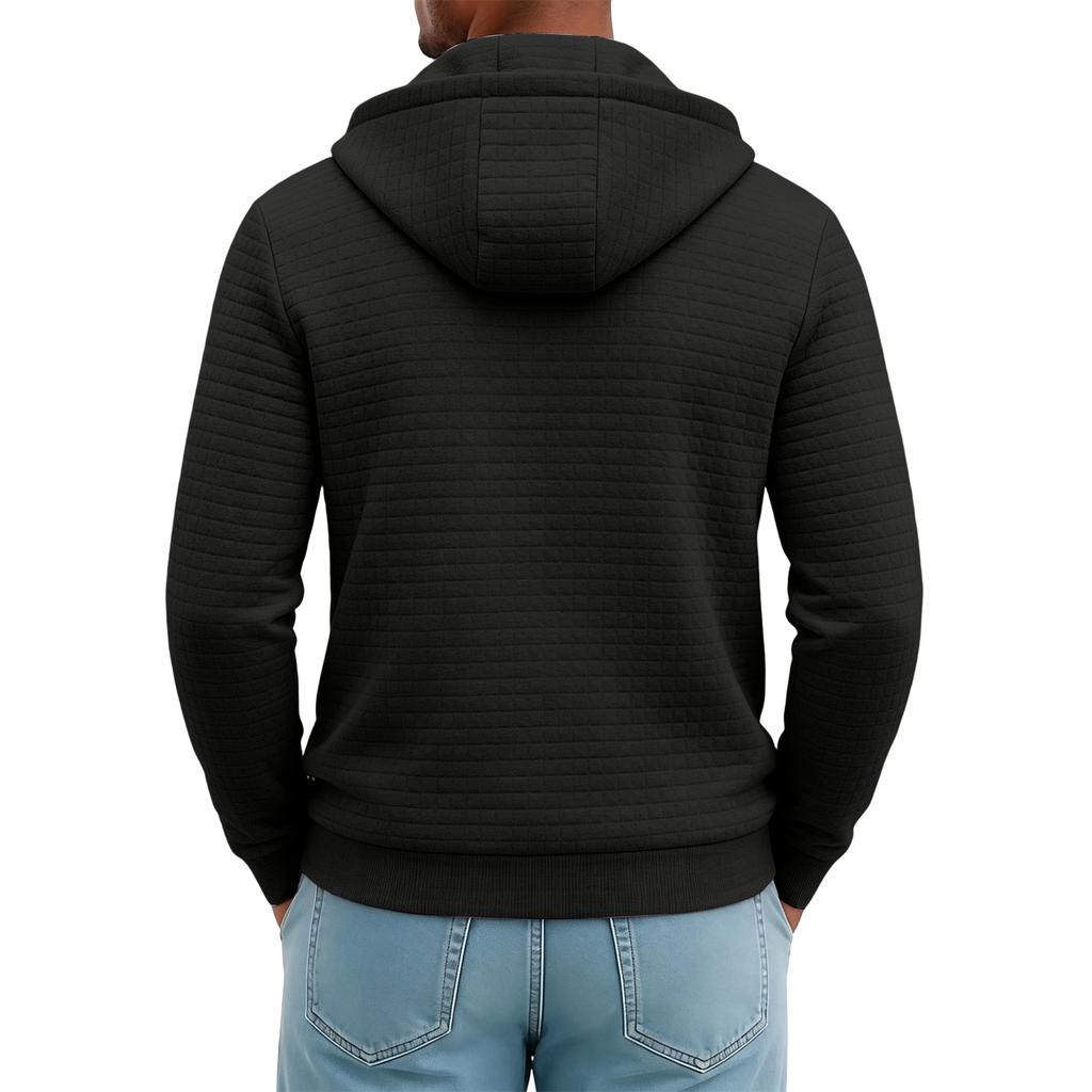 Men's Zip-Up Hooded Sweatshirt Jacket with Long Sleeves for Casual Wear