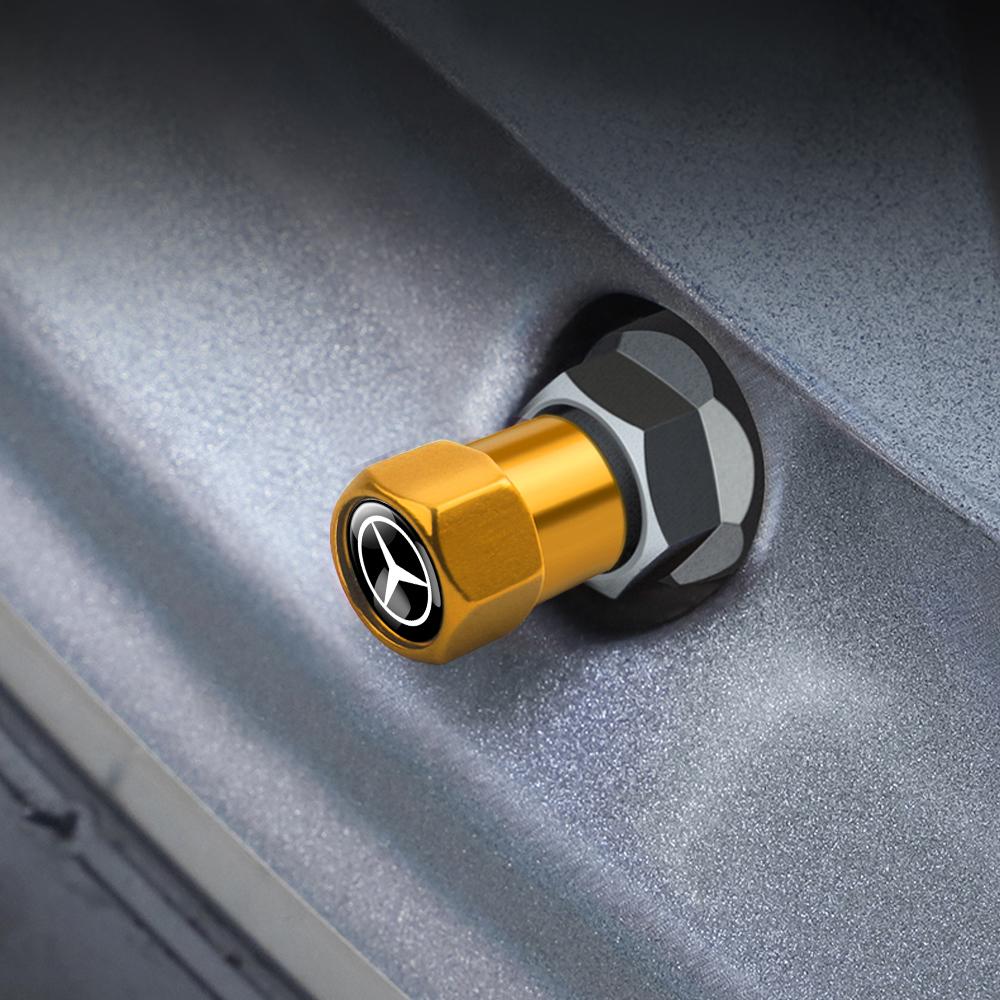 4pcs Car Wheel Tire Valve Caps Tyre Stem Covers Airdust Waterproof For Mercedes benz GLK GLA GLC w204 W251 W463 W176 Accessories AP1
