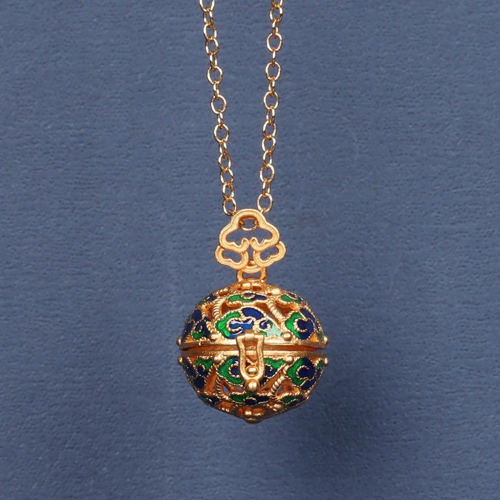 Copper Enamel Box Necklace Luxury Jewelry DIY Making Charms Fashion DIY Trinkets Accessories Women