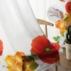 Bee Hive Daisy Poppy Flower Transparente Fenstervorhänge für Wohnzimmer, Küche, Kinderzimmer, Voile-Hängevorhang