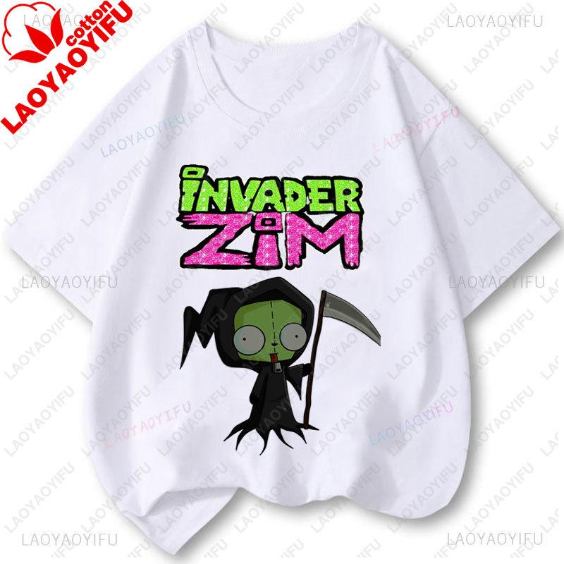 Cartoon Tv Invader Zim T-Shirt Unisex Unisex Retro Cintage Beliebtes Shirt Mode Tee Kawaii Niedlich Kreativität Kurzärmelige Oberteile