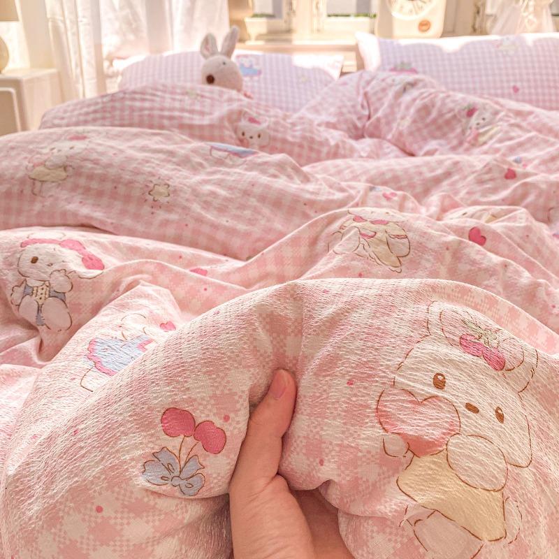 Wrinkled Double-layer Yarn Four-piece Set, Mattress Model, Cream Wind Class A Cloud Feeling Super Soft Kapok Kit