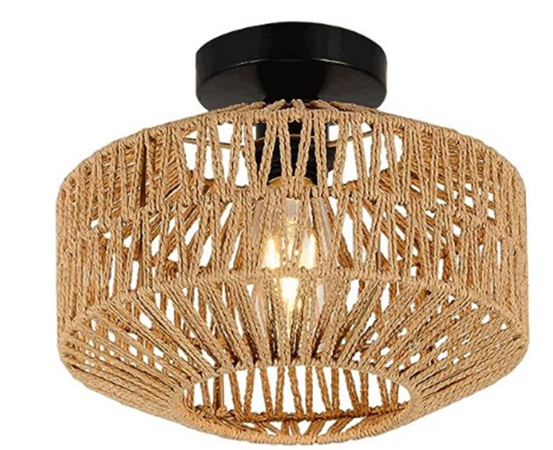 

Rattan Ceiling Lamp E27 LED Lights Hand Woven Bedroom Hanging Lamps For Ceiling Light Modern Home Decoration Light Fixture EU