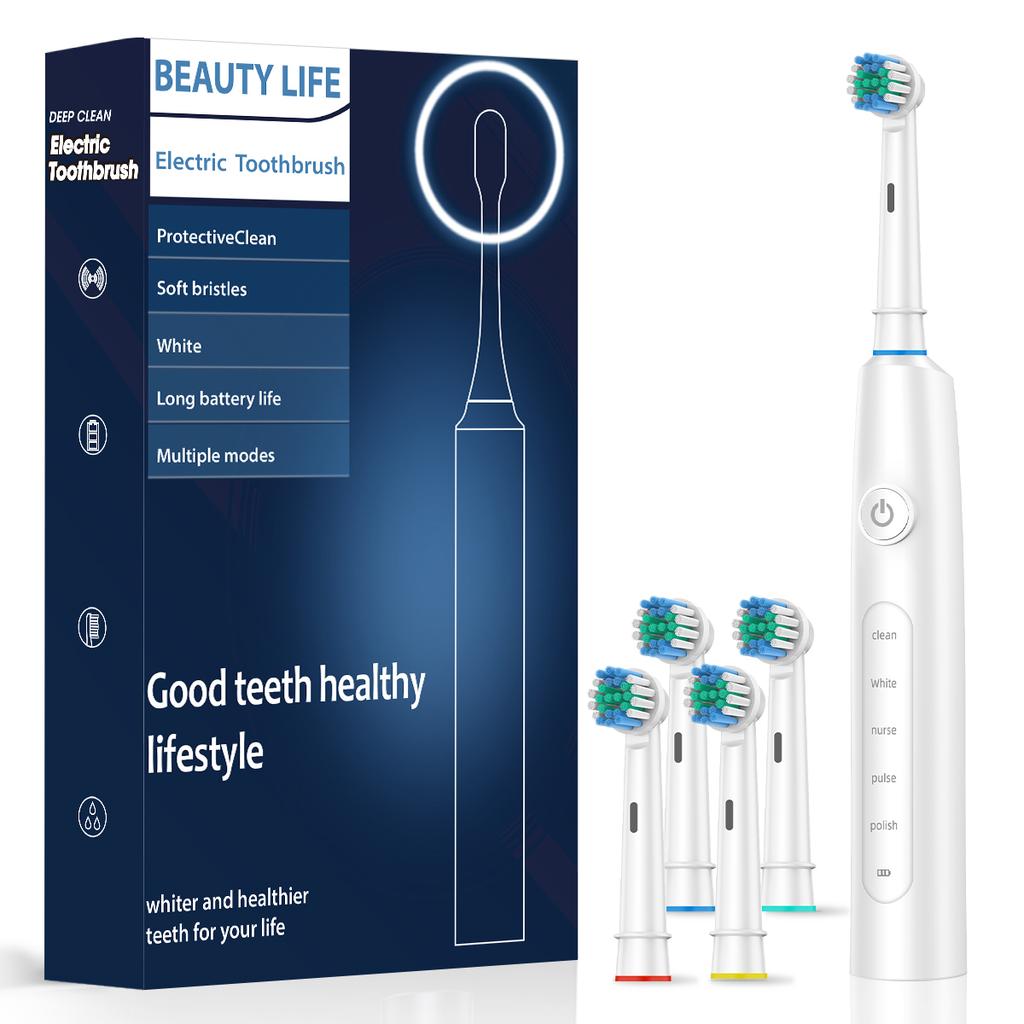 New Electric Toothbrush Rotary Rechargeable Electric Toothbrush for Adults Rotating Electric Toothbrushes with 8 Soft Brush Heads