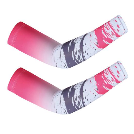 

1 пара летних рукавов из ледяного шелка, защита от УФ-солнца, дышащие, противоскользящие, эластичные, для мужчин и женщин, для езды на велосипеде, рыбалки, длинный охлаждающий чехол для рук One Size B красный