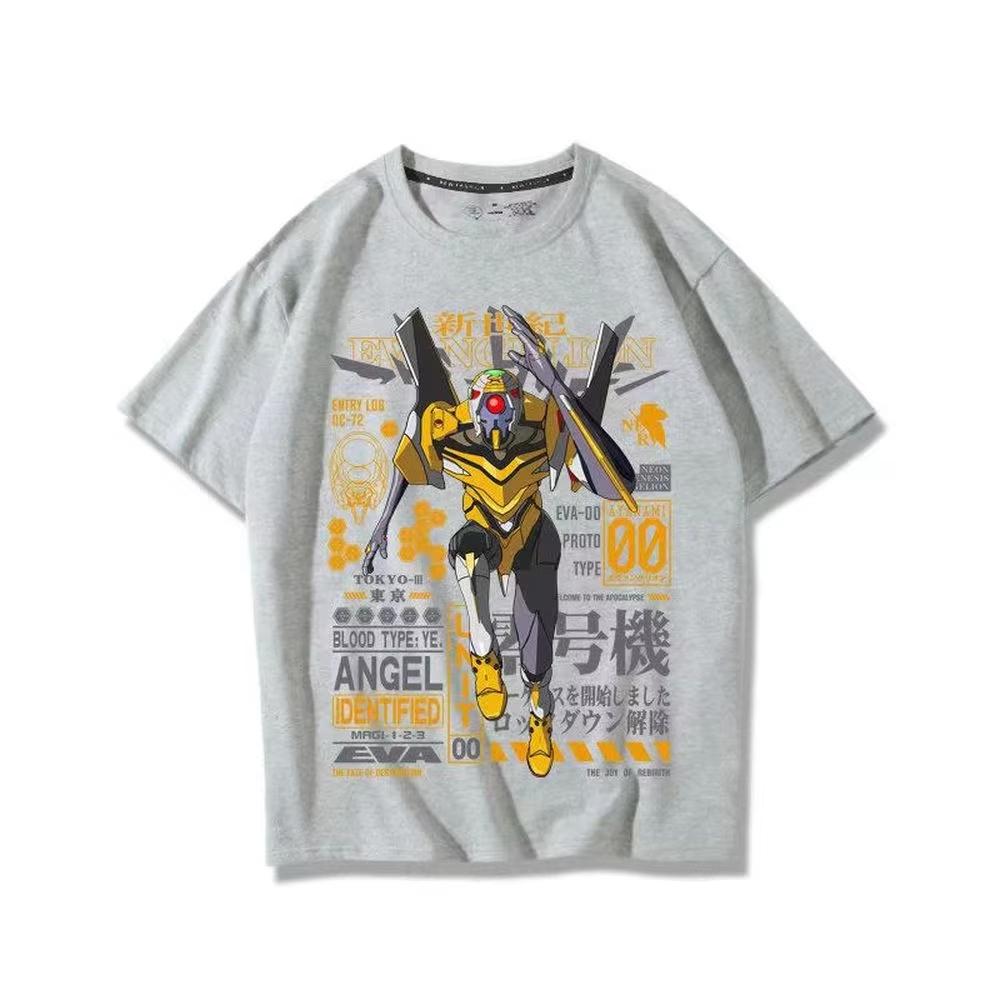 Hot Sale Neon Genesis Evangelion Unit-01 Tech Print Black Graphic Print T-Shirt 2026 Summer Oversized Streetwear Harajuku Fashion Summer New  Tee
