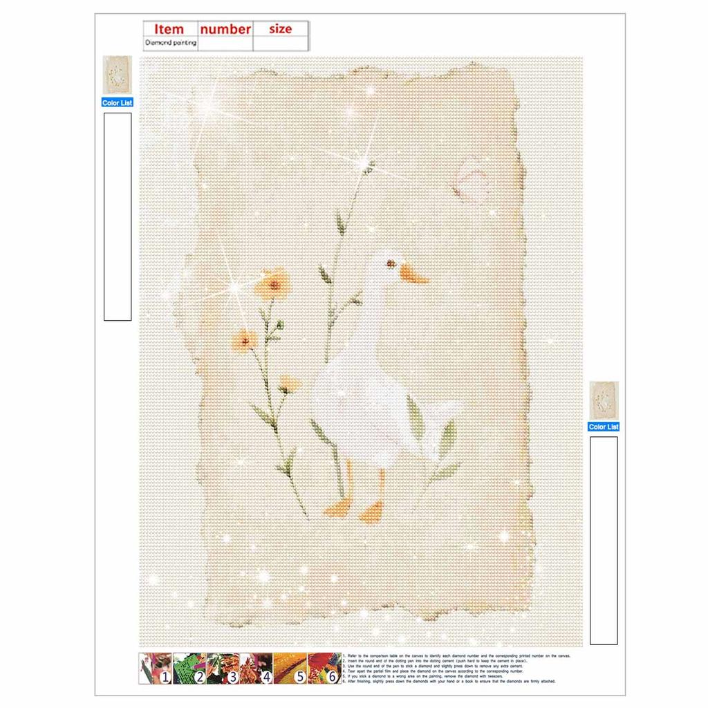 DIY Diamond Art Kit for Beginners Cute White Goose with Flowers Round Drill Full Drill Rhinestones Embroidery 30x40cm Home Wall Decor Gift Adults
