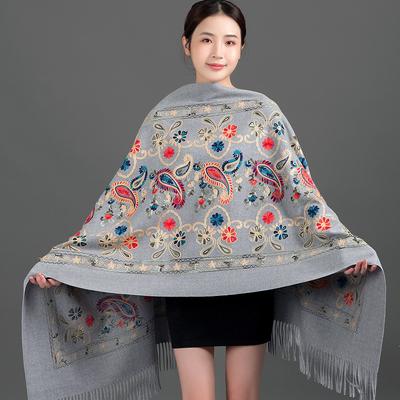 Luxury Women Embroidery Cashmere Scarf Winter Women'S Warm Pashmina Shawl Paisley Embroidered Thicken Blanket Scarves Wraps