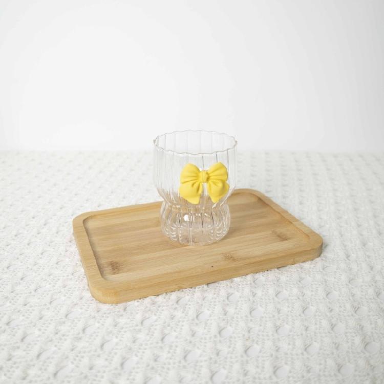 Glasbecher mit süßer Schleife Langlebiges Glasmaterial Leicht zu reinigen Wasserbecher