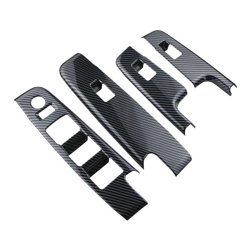 4Pcs Carbon Fiber Car Door Armrest Window Lift Panel Cover Sticker Trim for Isuzu D-Max Dmax 2021 2022 2023 LHD Accessories