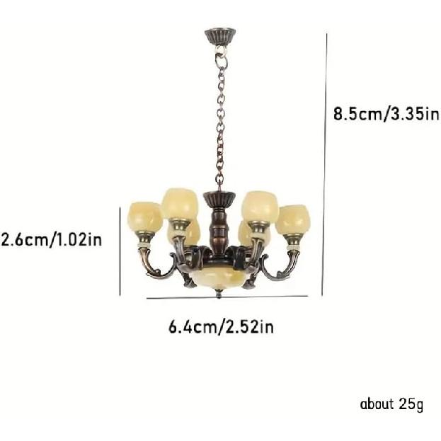 Miniature Dollhouse Led Lights Lamp, Dollhouse Mini Chandelier Light,Dollhouse Furniture Accessories Mini Bedroom Décor