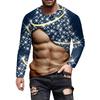 Men Christmas Muscle Men Fun T-Shirt Fashion 3d Printed Round Neck Long Sleeve Street Personality Breathable Plus Size Pullover