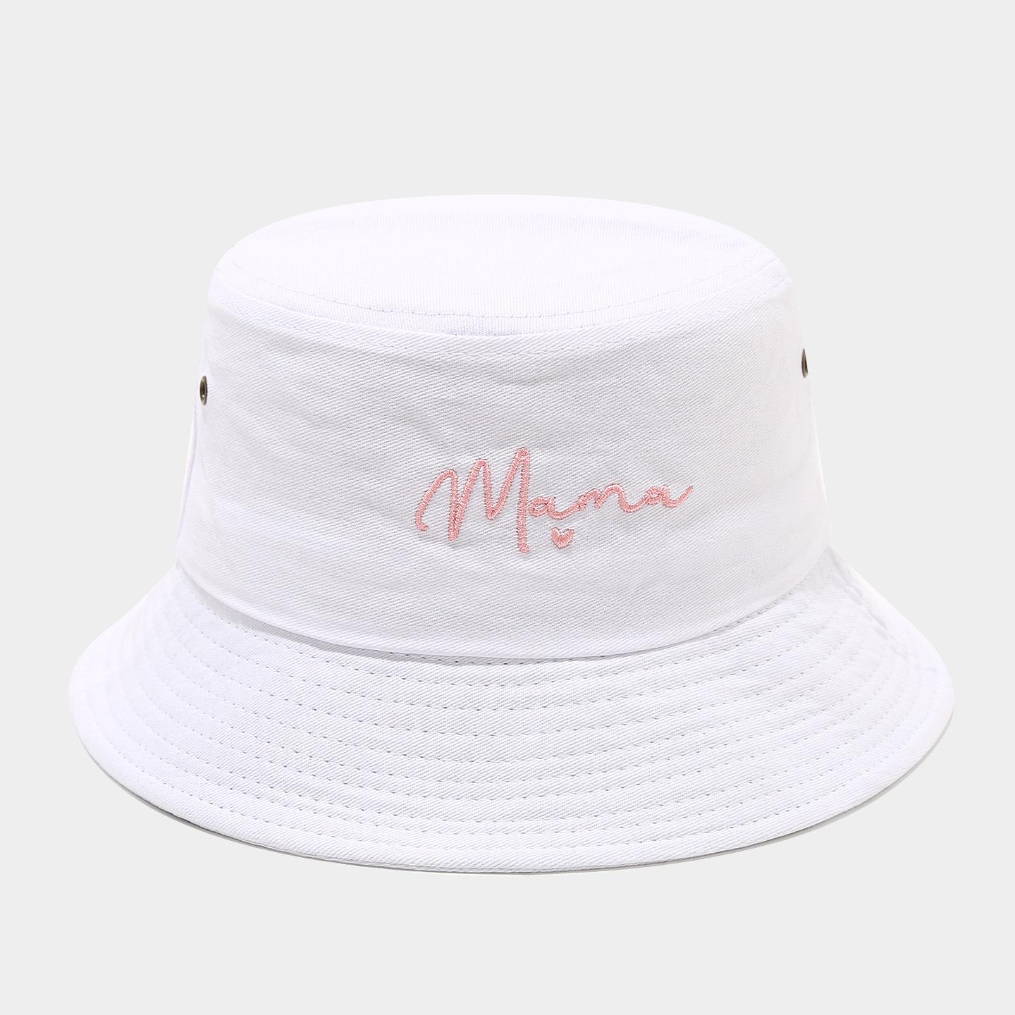 Mom s Fisherman Hat, Women s European and American Fashion Retro Pink Letter Embroidery Bucket Hat, Best-selling Sunshade Hat