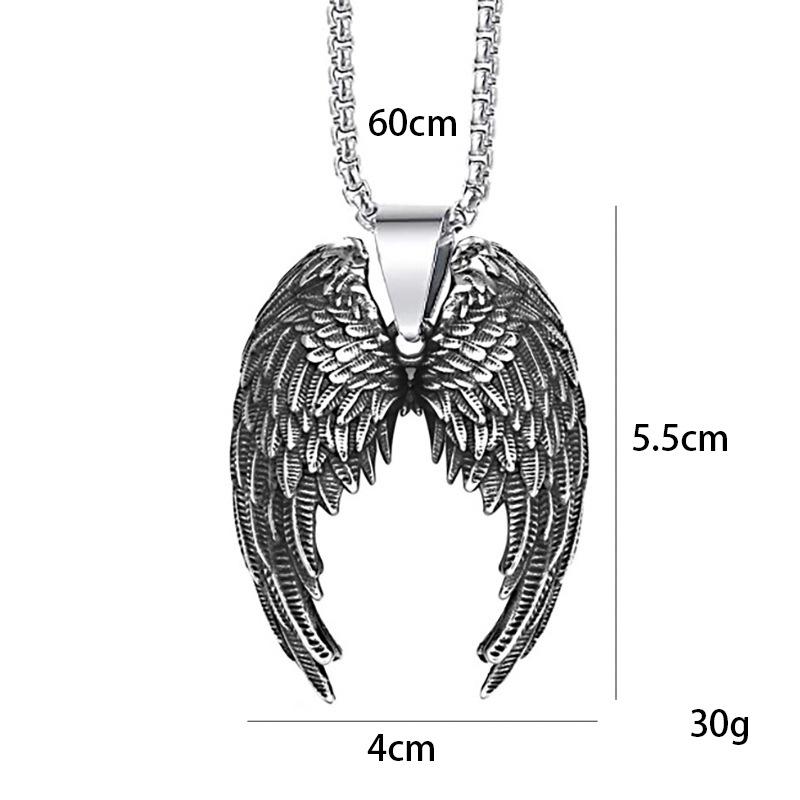 Personalized Retro Angel Wings Men's Titanium Steel Pendant Necklace
