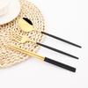 40pcs Black Gold Dinnerware Set Mirror Western Stainless Steel Cutlery Set Fork Knife Spoon Chopsticks Tableware Party Flatware