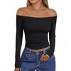 2026 Stylish Slim-Fit One-Shoulder Long Sleeve Women's T-Shirt