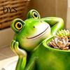 Weather Resistant Plant Container Cute Lying Frog Planter, Decorative Resin Pot, Funny Pastoral Style Garden Ornament for Succulents Indoor