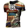 Vintage 66 Route T-Shirt für Männer, 3D-gedrucktes Biker-Motor-Herren-T-Shirt, übergroßes T-Shirt, Route 66 Racing, kurzärmeliges Camiseta