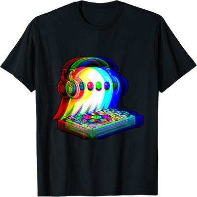 House Music Ghost Dj Optical Illusion EDM Halloween Rave DJ T-Shirt