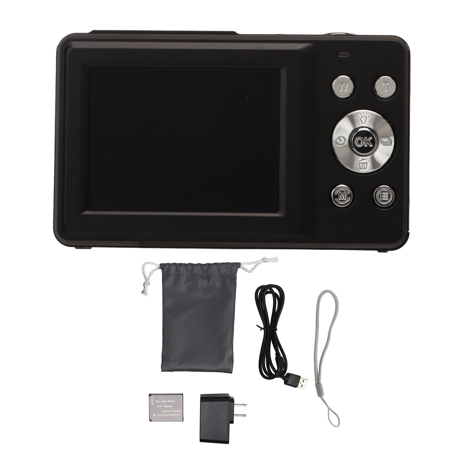 

Digital Camera HD 1080P 44M 16X Zoom Autofocus 2.4 Inch IPS Screen Portable Pocket Digital Camera US Plug 100‑240V чорний