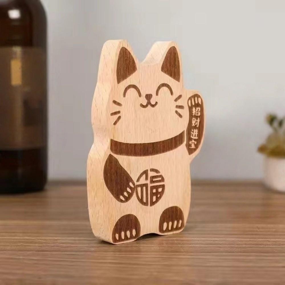 Creative Wooden Fortune Cat Bottle Opener Lucky Maneki-neko Kitty Fridge Magnet Brown Cute Magnetic Cap Remover Kitchen