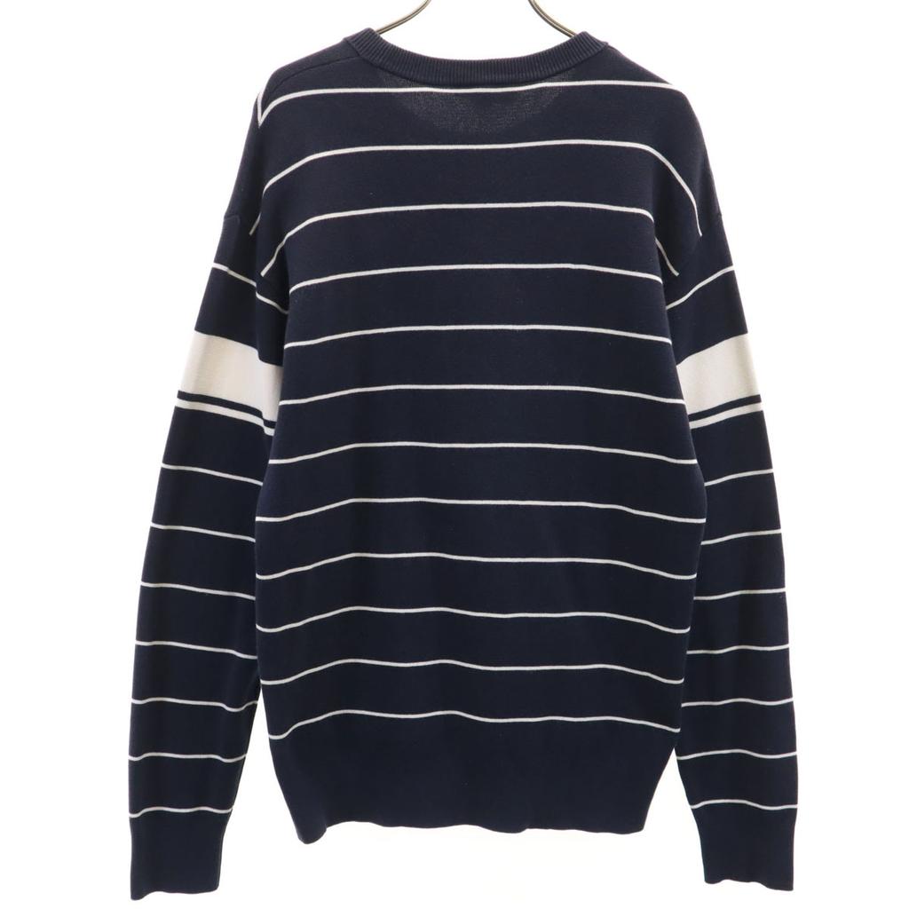 Lacoste Border Pattern Long Sleeve Sweater S Navy Knit Men's Used