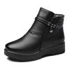 Fashion GKTINOO Solid Black Women Snow Boots Classic Plush Winter Shoes Female Ankle Boots Plus Size 35-43 Ladies Leather Booties