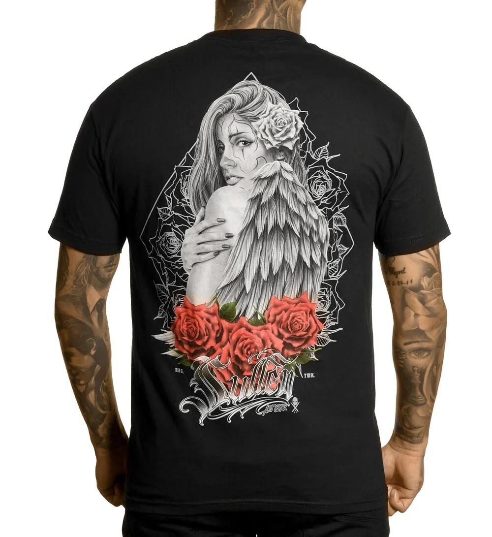 Sullen Men s Rose Angel Short Sleeve Standard T-shirt Tattoo Style Tee S