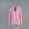 Women's 2025 Autumn Winter Faux Mink Knit Cardigan V Neck Long Sleeve Loose Casual Sweater Coat