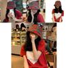 Chic Red Plaid Bucket Hat For Women Vintage Style Sun Protection Breathable Cotton