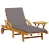 VidaXL Chaise longue avec coussin et table bois d'acacia massif, lit de bronzage, chaise longue d'extérieur, lit de jour 3206363