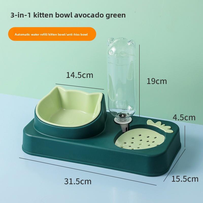 Cat Bowl, Double-bowl Moisture-proof Mouth, Multi-functional Pet Bowl, Automatic Feeding and Drinking Water Dispenser, Dog Bowl