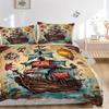 3pcs Pirate Ship Adventure Bedding Set - Includes One Quilt Cover and Two Pillowcases (No Core) - Perfect for Home Decor, Festive Gifts, Polyester Fab
