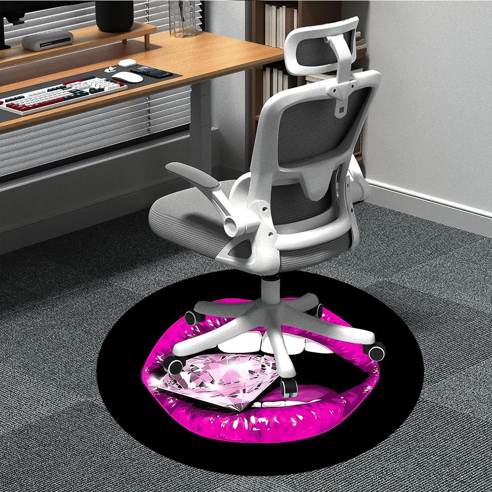 

1pc Diamond Lips Chair Carpet for Office Non Slip, Machine Washable Rug for Office, Room Holiday Decor for Christmas, Birthday Polyester 80cm