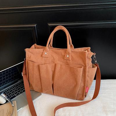 Lässige einfache Schulter-Tragetasche Umhängetasche Damen große Kapazität Cord Damen neue Handtasche