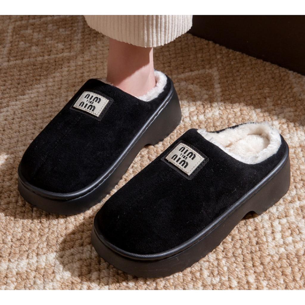 36-45 Thick Soled Warm Cotton Shoes for Women, Winter Outerwear, Anti Slip, Odor Proof, and Fleece Cotton Slippers for Women