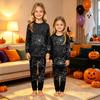 Family Matching Halloween Printed Pajama Set Long Sleeve Top and Pants for Parent and Child