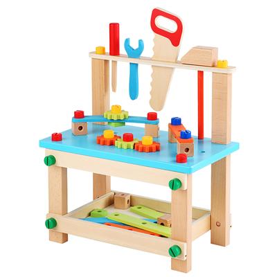 Kinder-Werkzeughocker aus Holz, Spielzeug, das vorgibt, mit kreativem Baukasten zu spielen