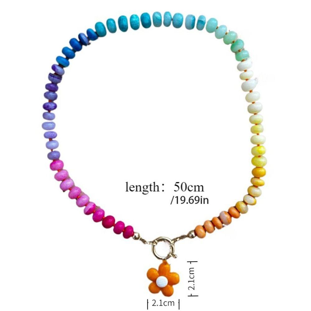 Bohemia Floral Chain Choker Colorful Beads Pendant Necklace Trendy Flower Necklace  Sea Beach