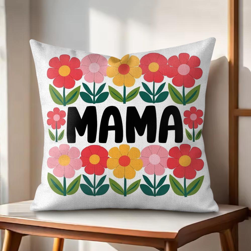 MaMa Cushion Cover Natural Linen Organic Fabric DoubleSided Printing Couch Pillow Covers Home Decor