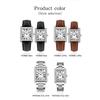 SANDA Vintage Diamond Quartz Watch Roman Scale Square Dial Waterproof Couple Fashion Quartz Men and Women's Watch
