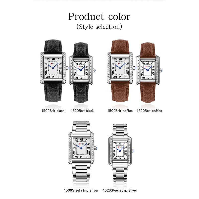 SANDA Vintage Diamond Quartz Watch Roman Scale Square Dial Waterproof Couple Fashion Quartz Men and Women's Watch