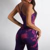 Women Yoga Set High Waist Leggings Seamless Tops Workout Sportswear Fitness Tie Dye Purple Tracksuit