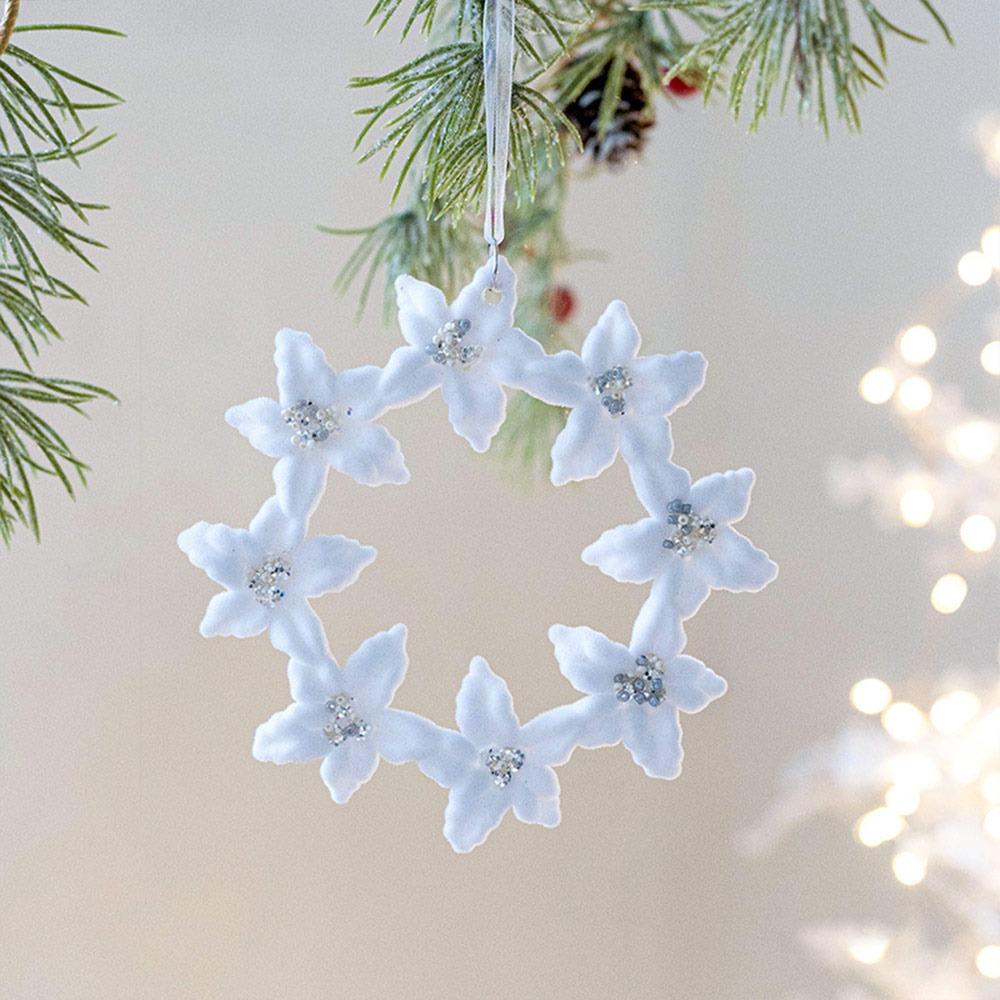 Flocking Christmas Hanging Pendants White Christmas Tree Ornament Xmas Ball  For Christmas