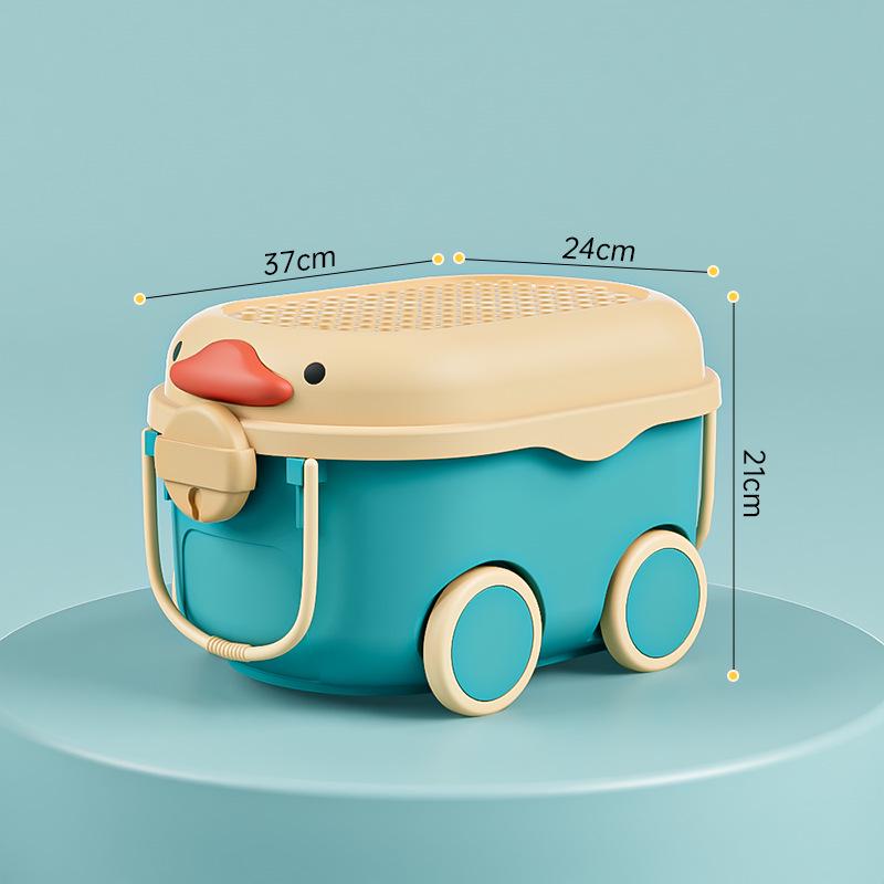 Children's Cartoon Storage Box with Wheels - Large Capacity Organizer for Toys, Clothes, and Snacks