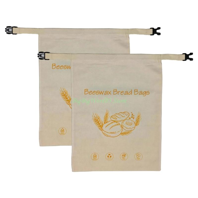 24TE Sustainable Wrap Bees Wax Bread Storage Bag with Elastic Bands and Carabiner
