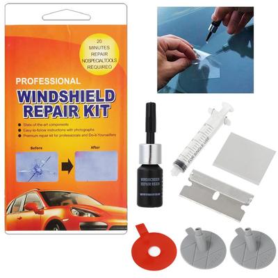 Kit di riparazione del parabrezza dell'auto. Riparazione del vetro incrinato per riparare la crepa del parabrezza in vetro dell'auto