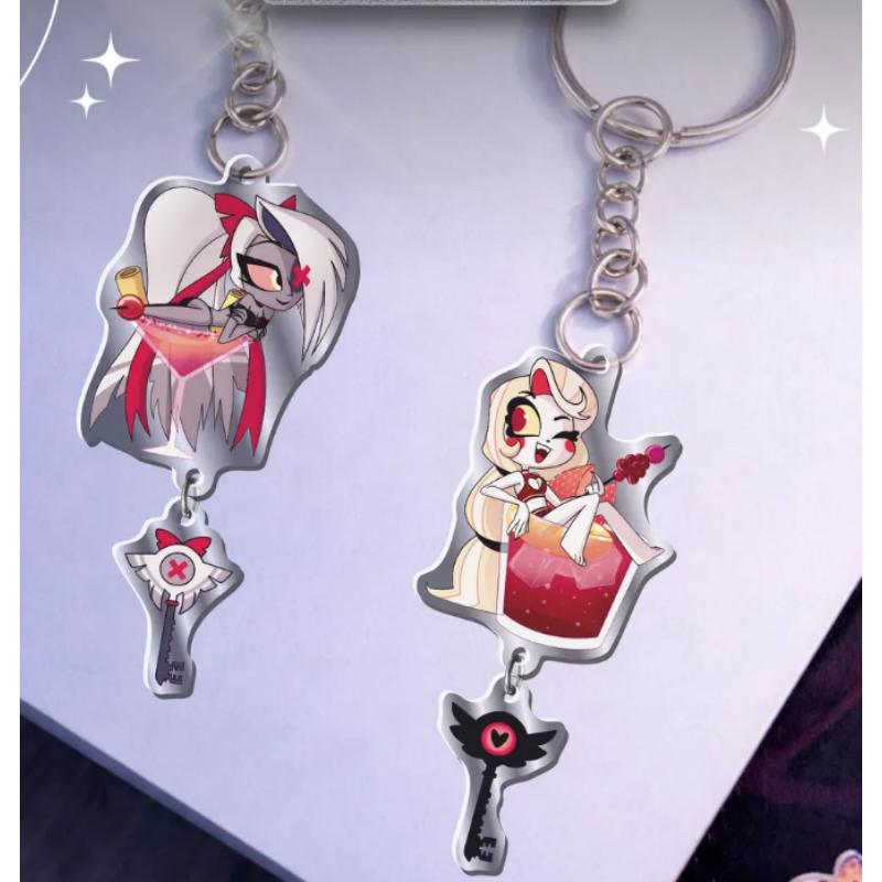 Acrylic Key Buckle for Alastor Lucifer Charlie Vox Adam The Exorcist Anime Cartoons Acrylic Key Chain Student Backpack Pendant